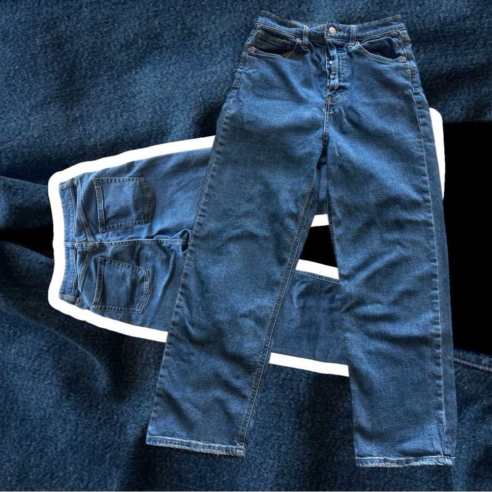 High-Waisted Blue Denim Jeans
